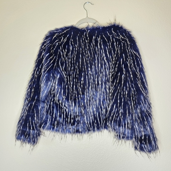 Raga Dark Blue and White Faux Fur Jacket S - Picture 5 of 6